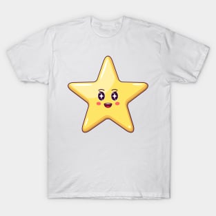 Cartoon Kawaii Golden Star with Star Strucking Face T-Shirt